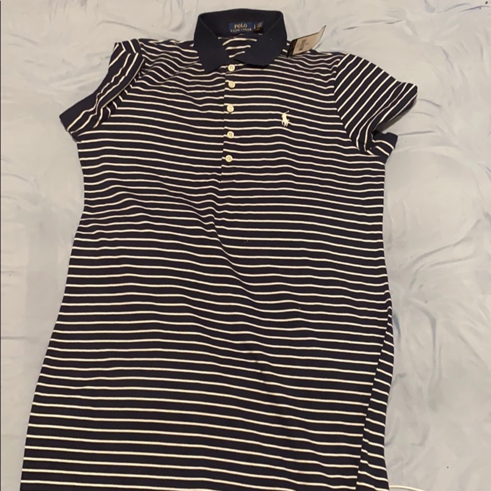Blue/white collard polo T-shirt dress
